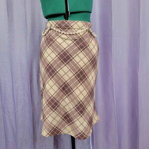 Pink Pencil Skirt With Chain+Pearl Belt